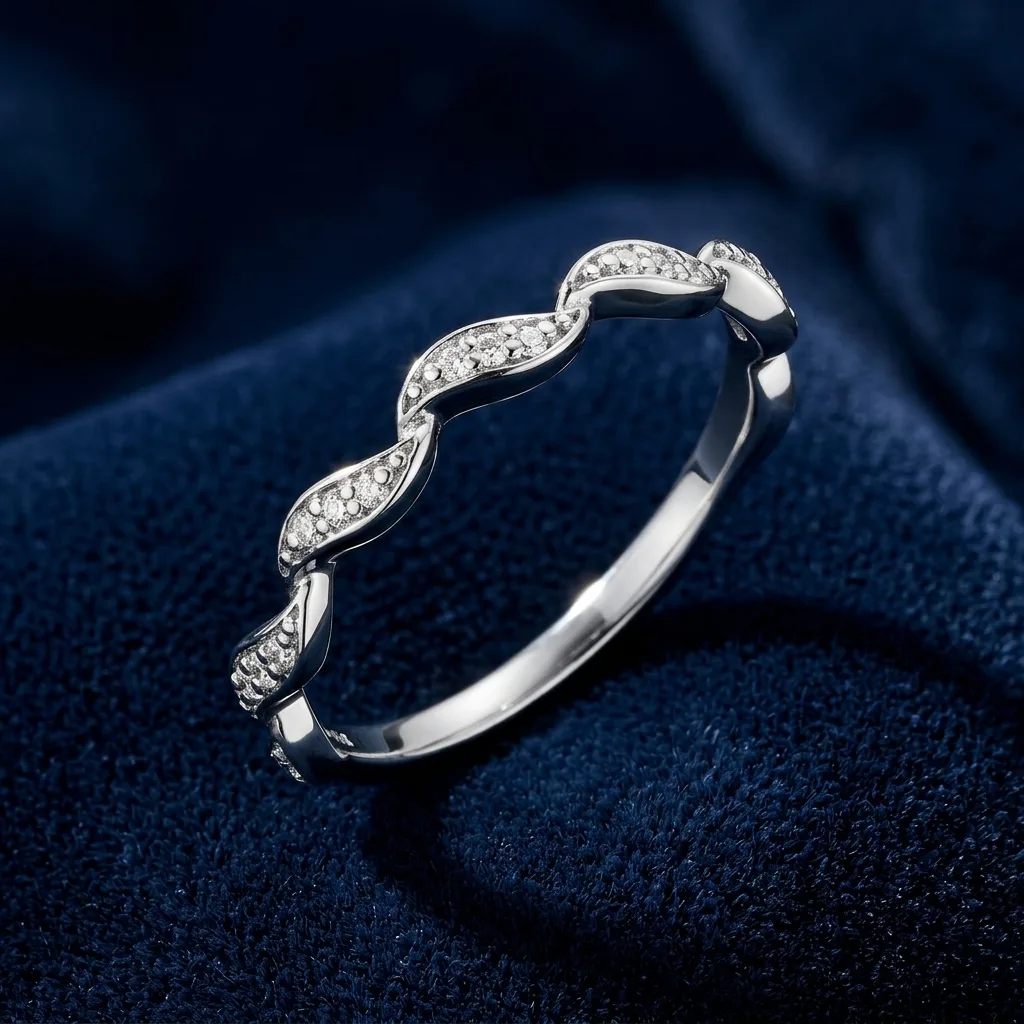 Diamond-Accent S-Curve Stackable Band in Sterling Silver 2