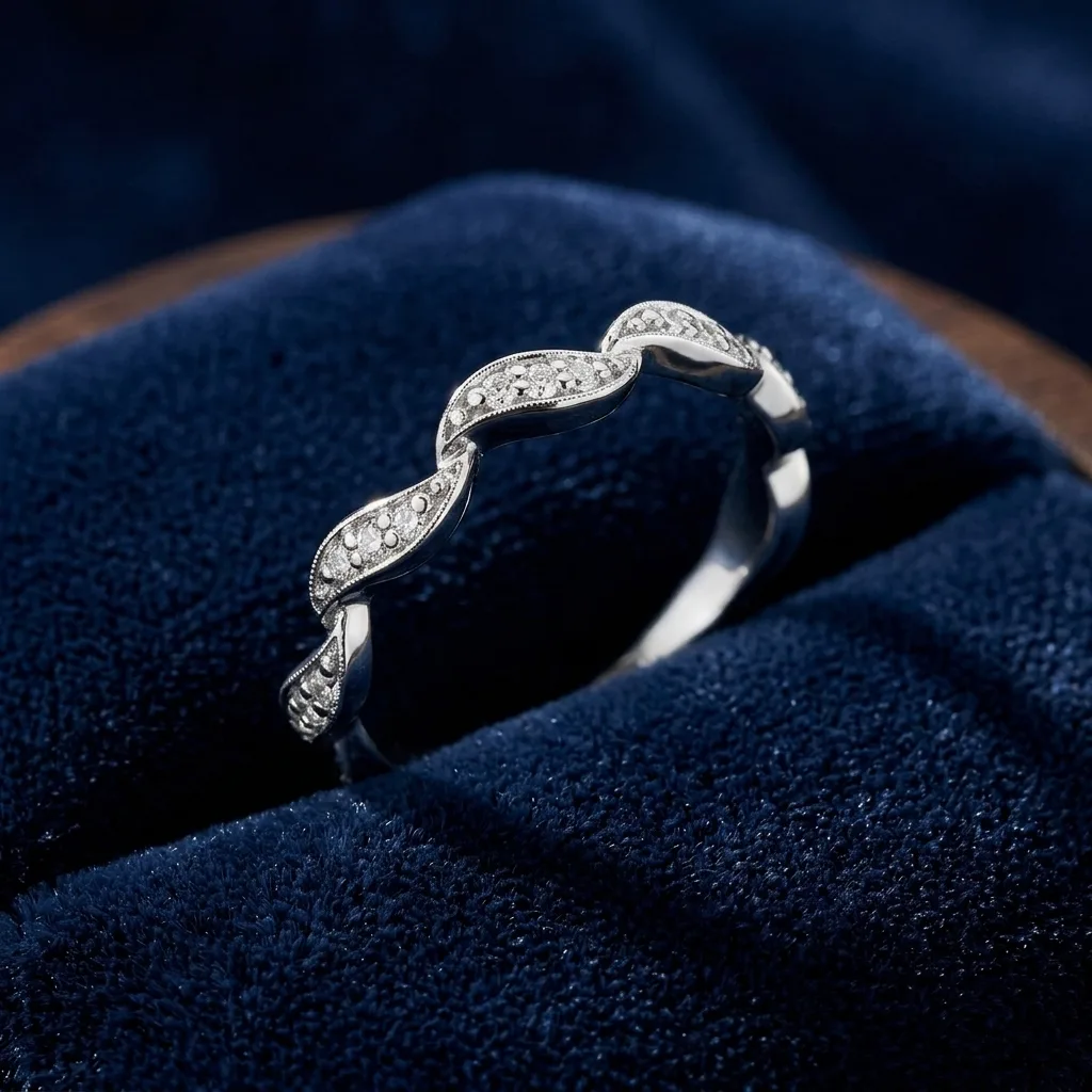 Diamond-Accent S-Curve Stackable Band in Sterling Silver 3