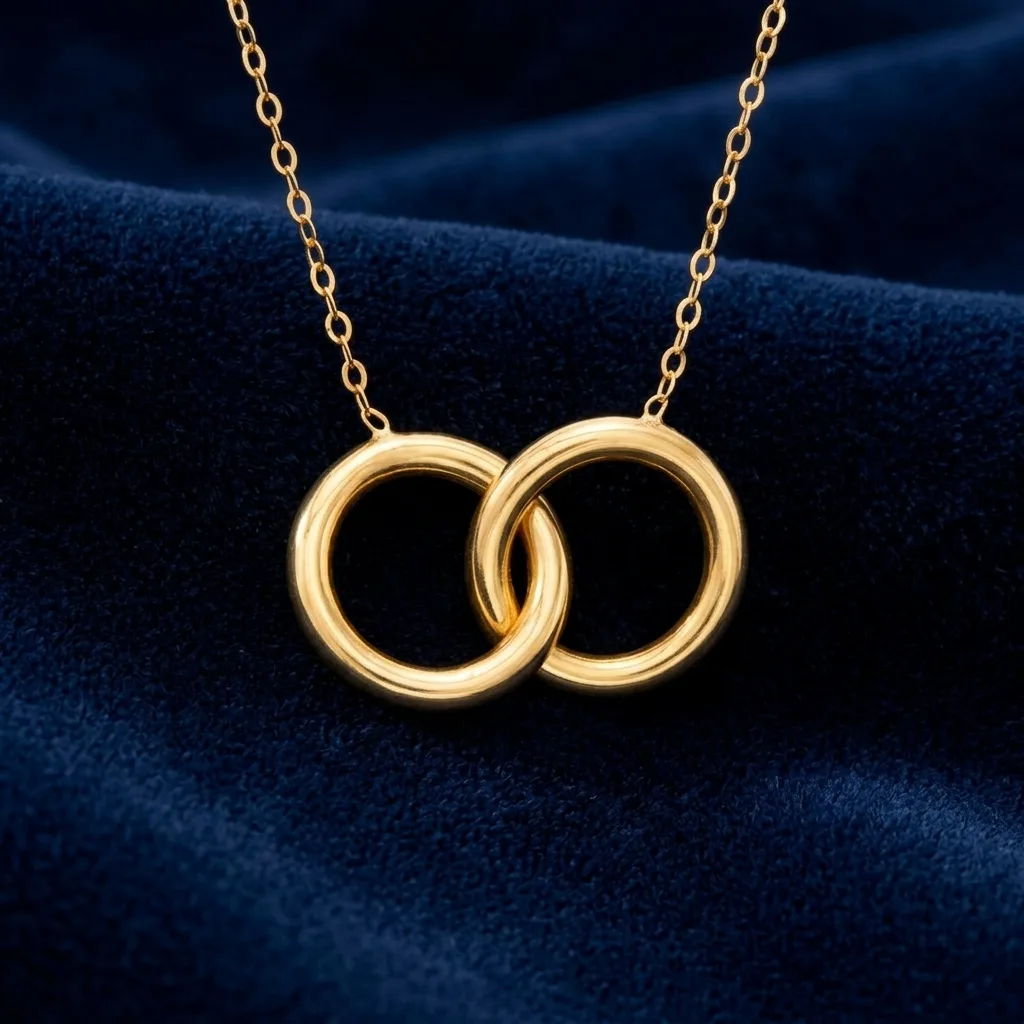 Interlocking Open Circles Necklace in 14K Gold