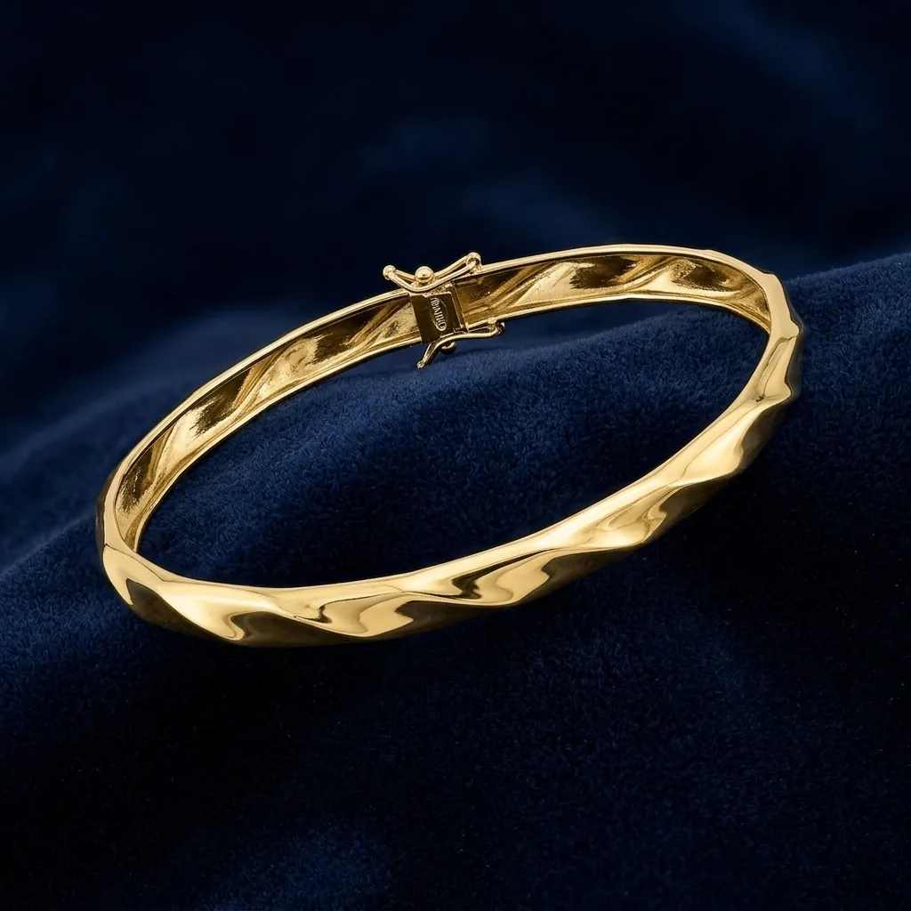 5.0mm Twist Textured Flex Bangle in 14K Gold - 8" 2