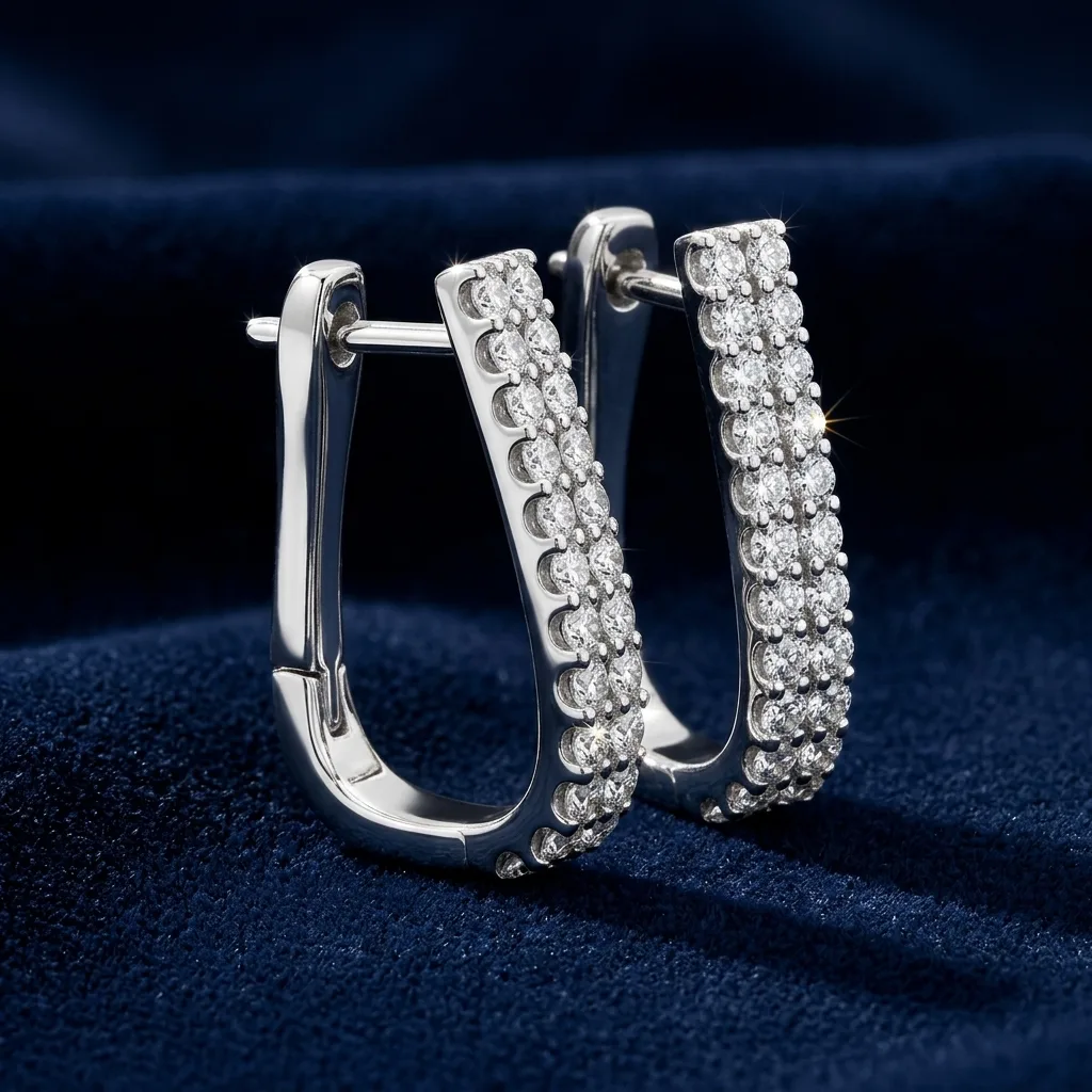 1.00 CT. T.W. Lab-Grown Diamond Double-Row Hoop Earrings in Sterling Silver (F/SI2) 2