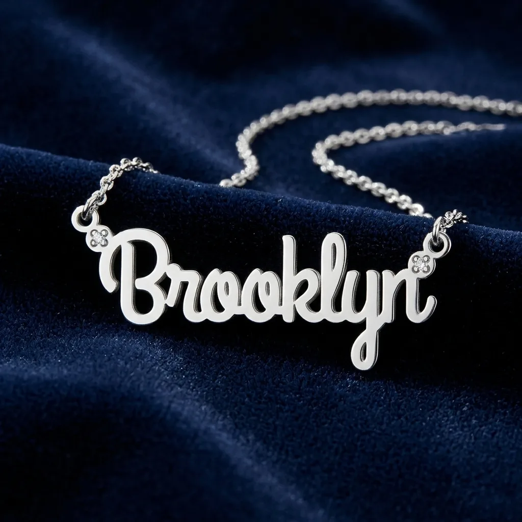 Diamond Accent Script Name Necklace (1 Line) 2