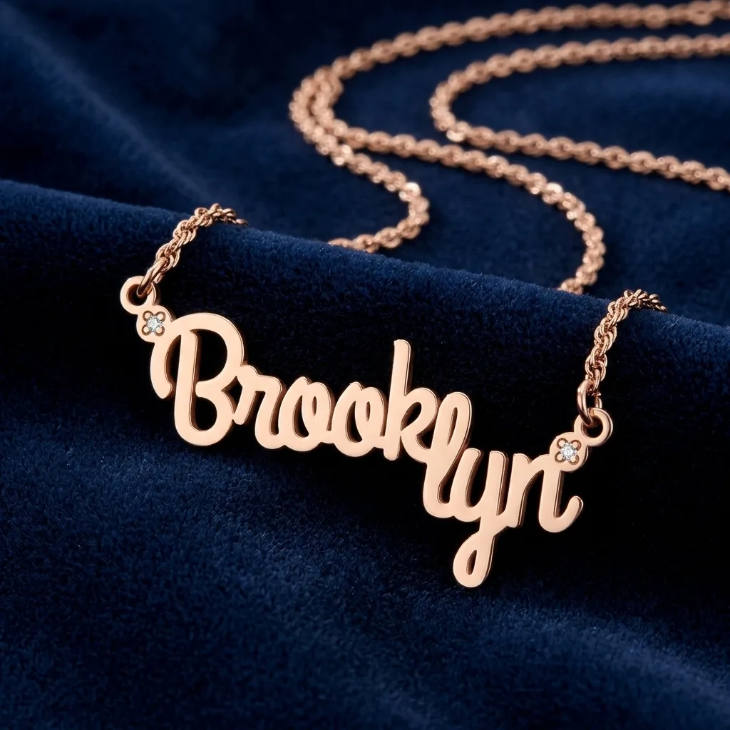 Diamond Accent Script Name Necklace (1 Line) 3