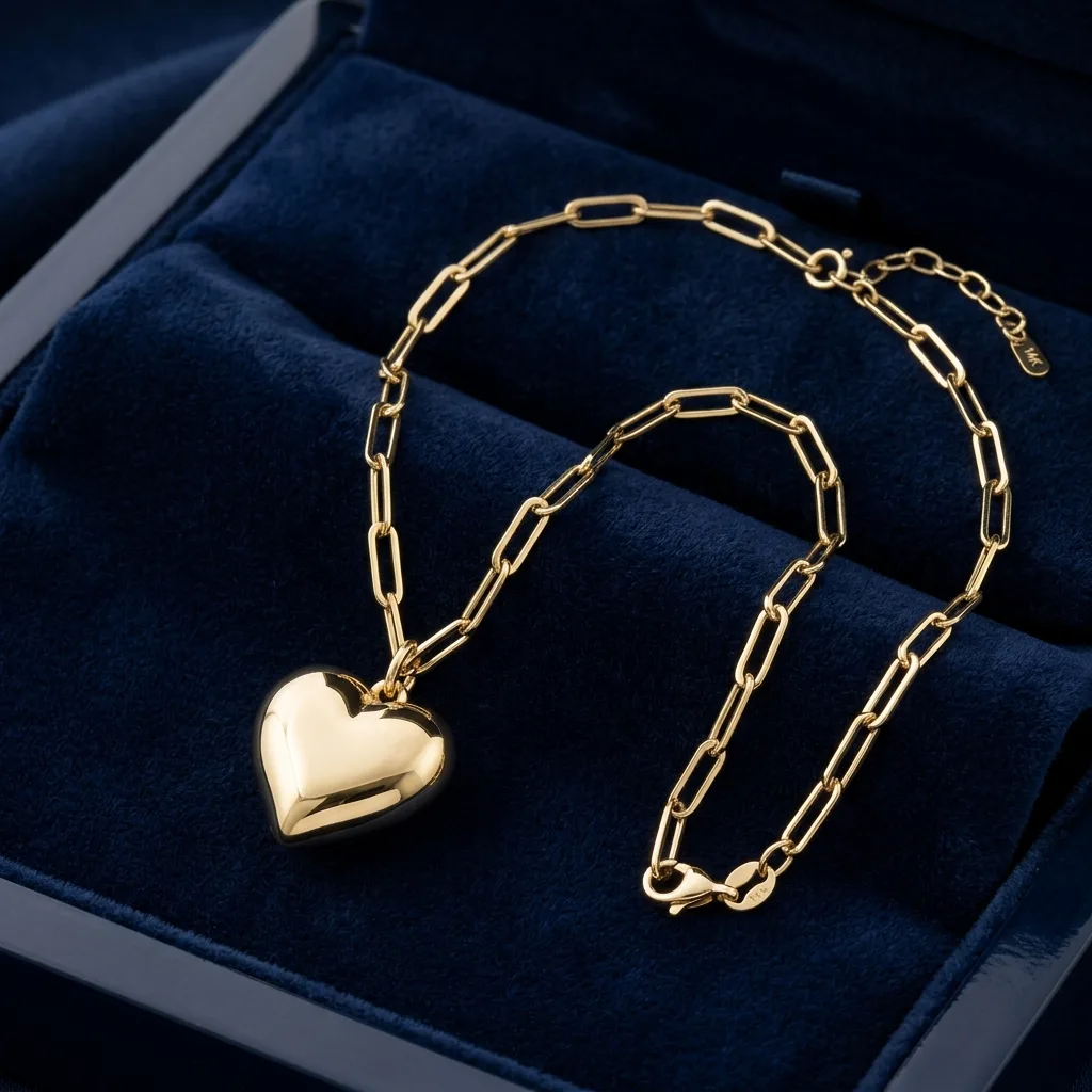 Puffy Heart Necklace - Gold 3