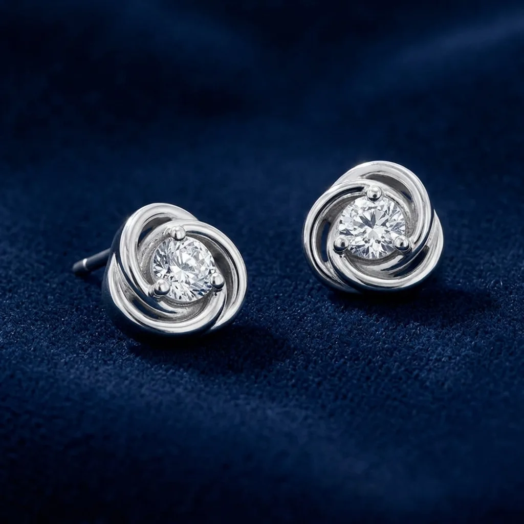 0.30 CT. T.W. Certified Lab-Grown Diamond Solitaire Swirl Stud Earrings in Sterling Silver (F/SI2)