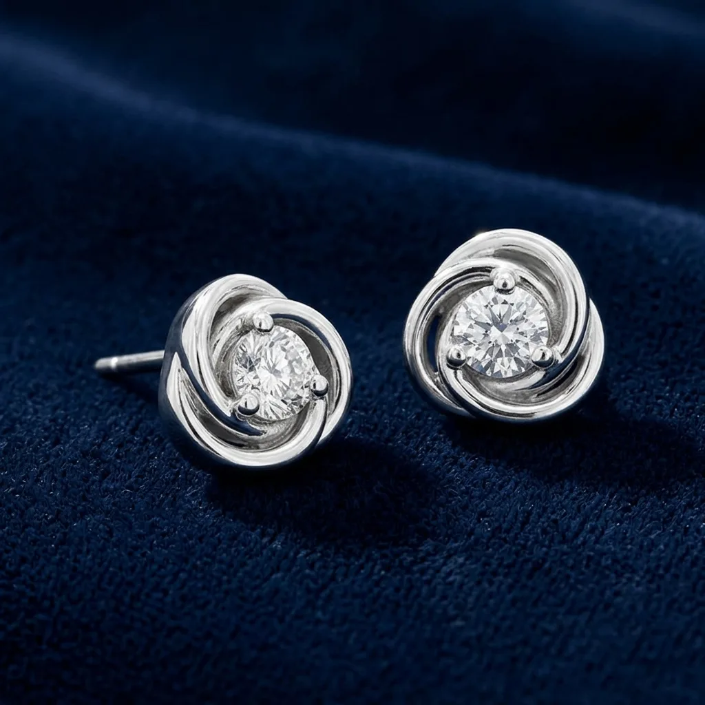 0.30 CT. T.W. Certified Lab-Grown Diamond Solitaire Swirl Stud Earrings in Sterling Silver (F/SI2) 2