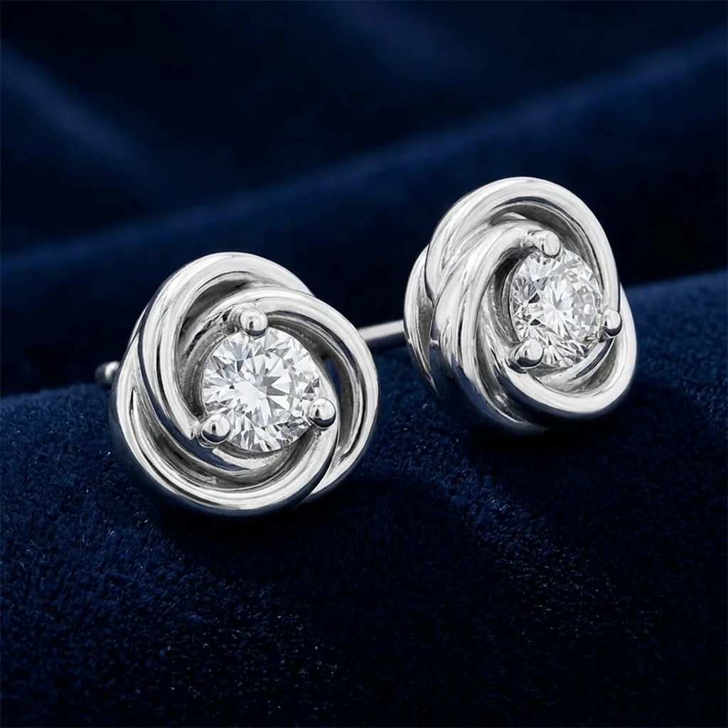 0.30 CT. T.W. Certified Lab-Grown Diamond Solitaire Swirl Stud Earrings in Sterling Silver (F/SI2) 3